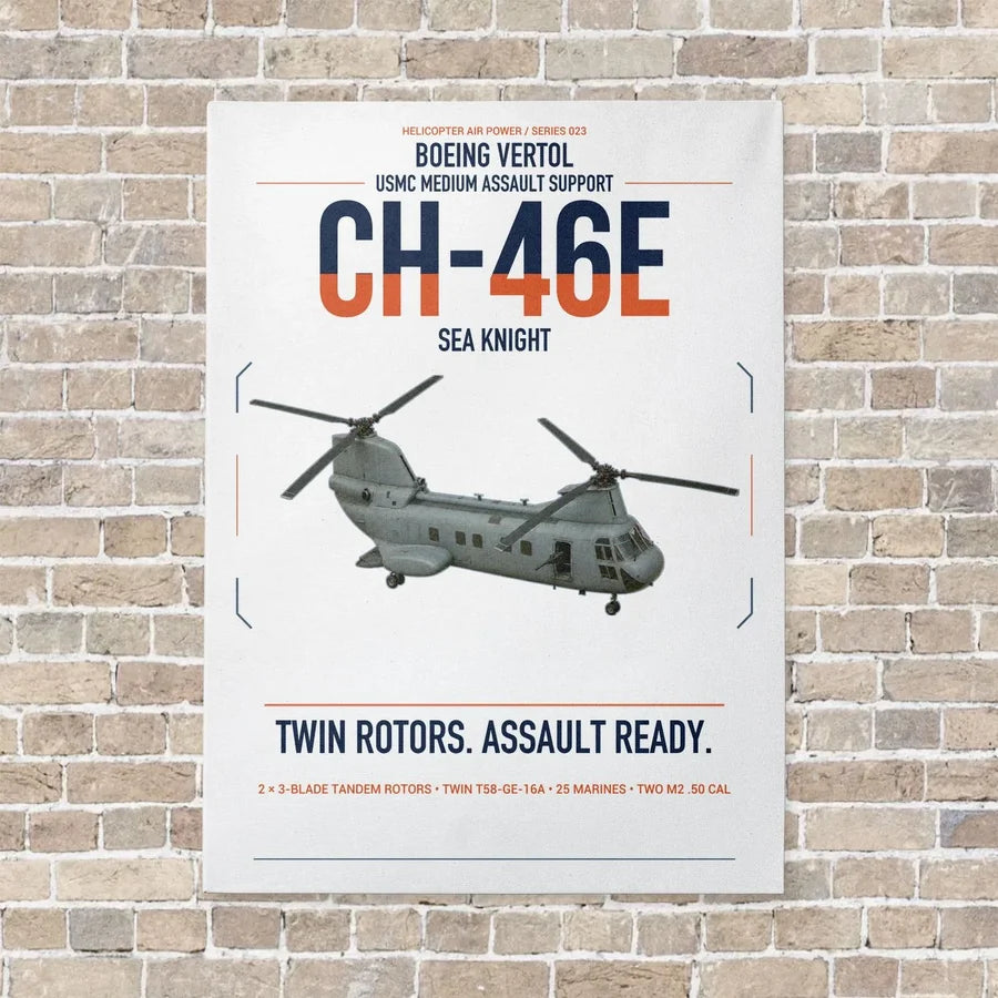 Boeing Vertol CH-46E Sea Knight vertical canvas print - no frame - white background