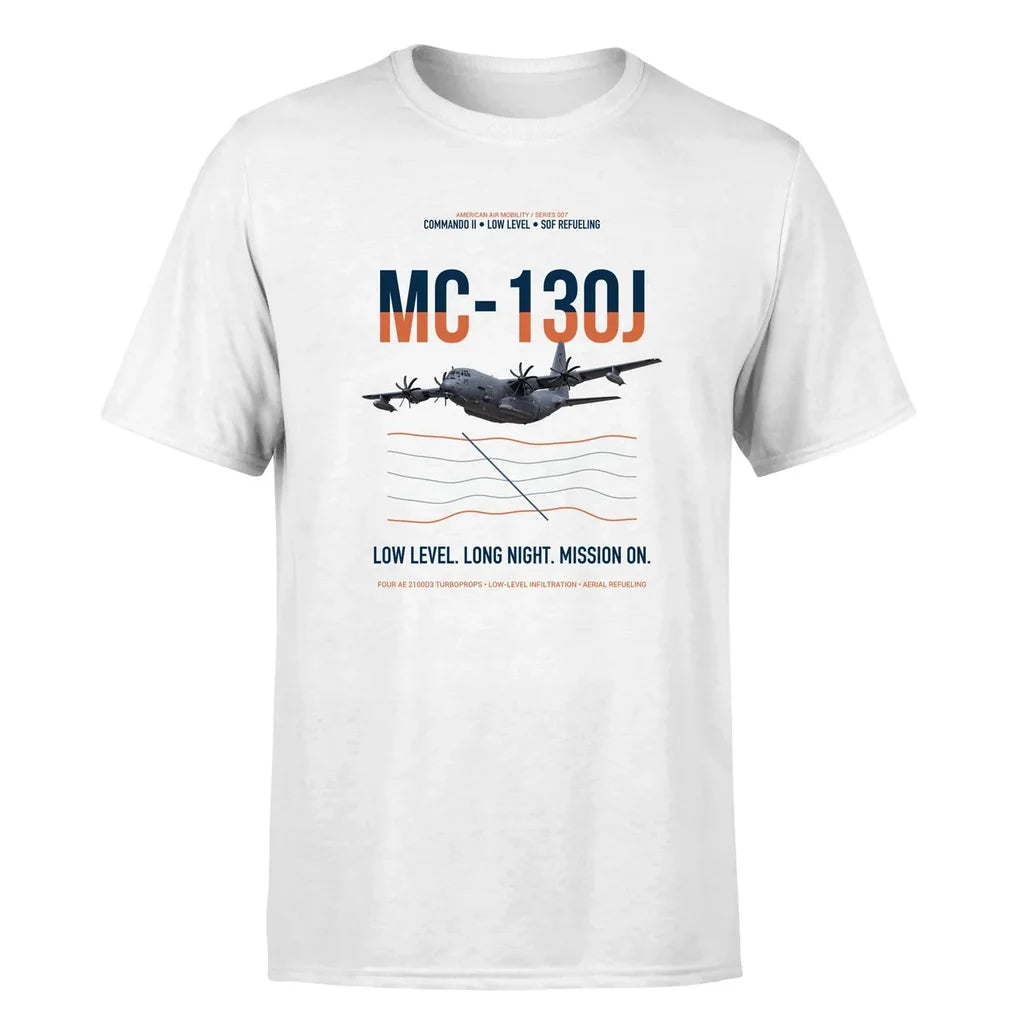MC-130J COMMANDO II design on white double-side t-shirt, single-side print