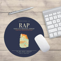 Thumbnail for Rapid City Regional Airport (RAP) design on navy blue round mouse pad