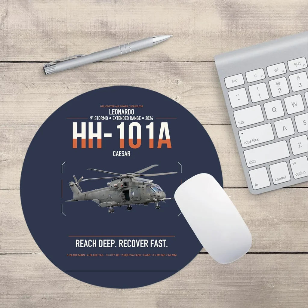 Leonardo HH-101A Caesar design on navy blue round mouse pad