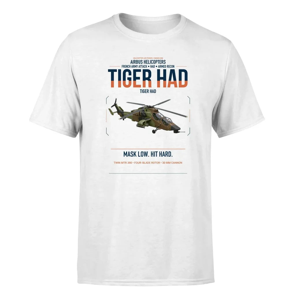 Airbus Helicopters Tiger HAD design on white t-shirt, single-side print