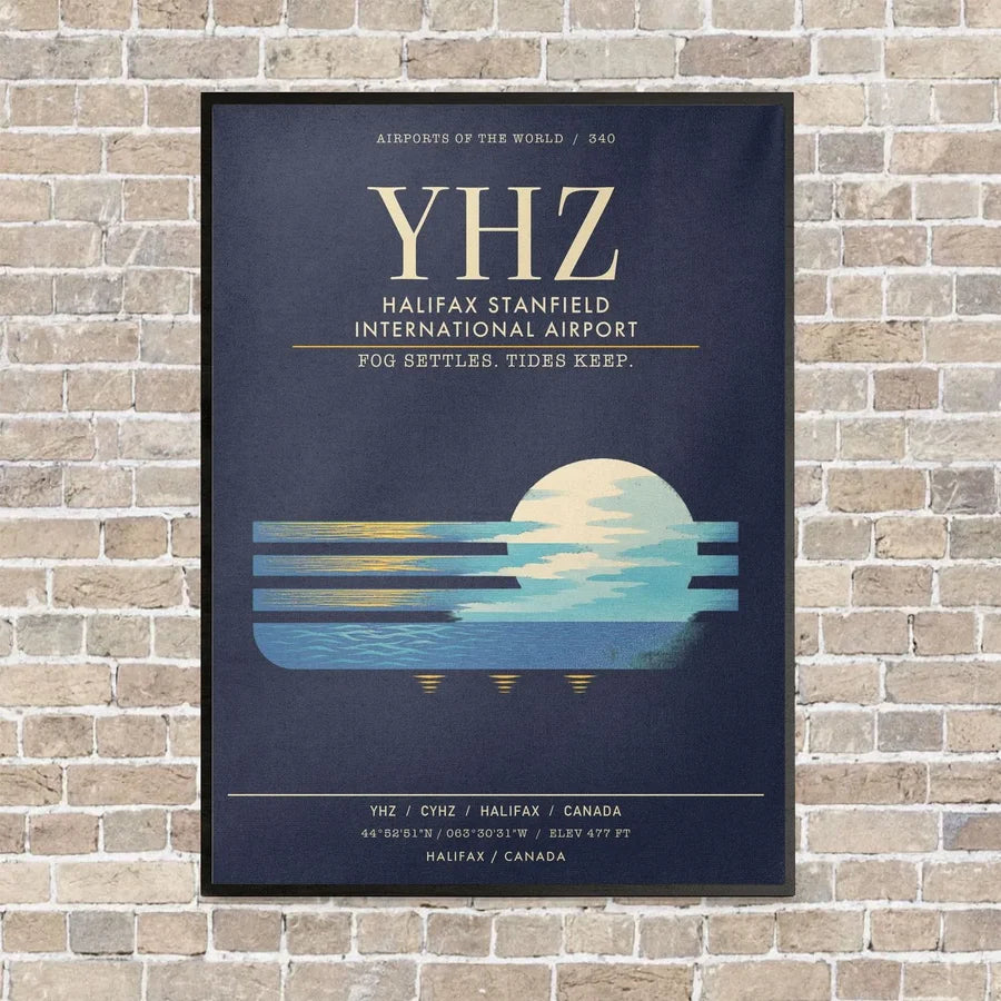 Halifax Stanfield International Airport YHZ - Canvas Framed - Navy Blue