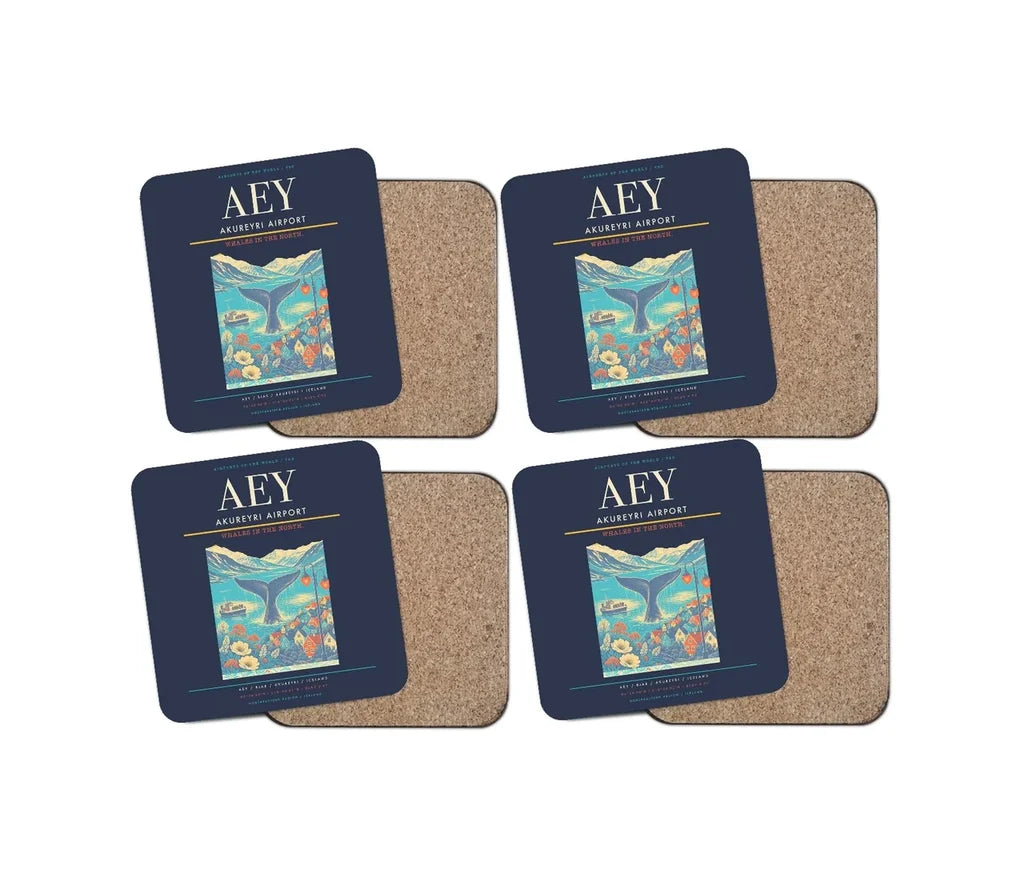Akureyri Airport AEY Coaster 4-Pieces-Set - Navy Blue