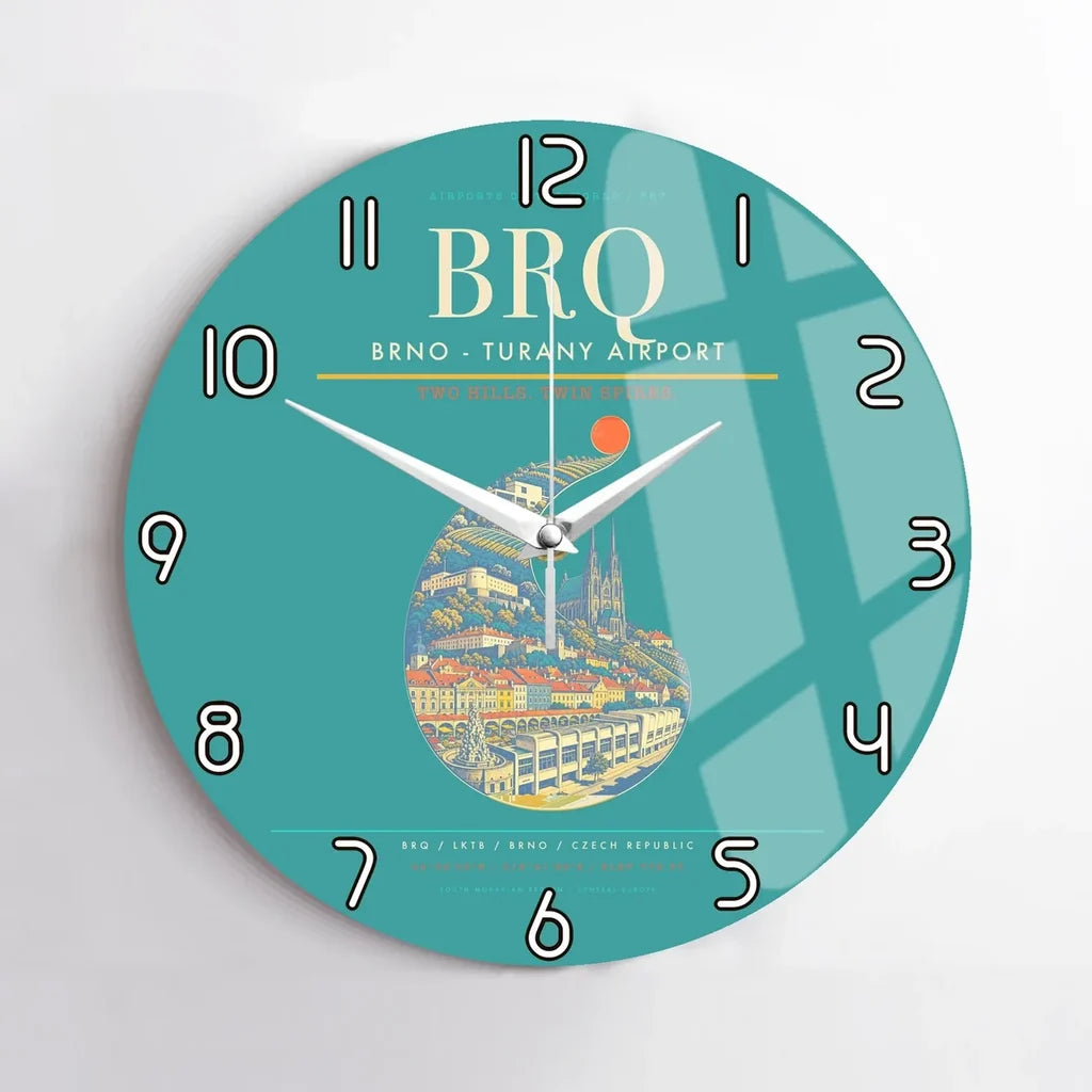 Brno - Turany Airport BRQ Wall-Clock No-Frame - Turquoise