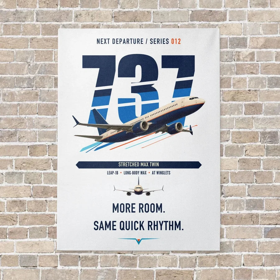 Boeing 737 MAX 9 vertical canvas print - no frame - white background