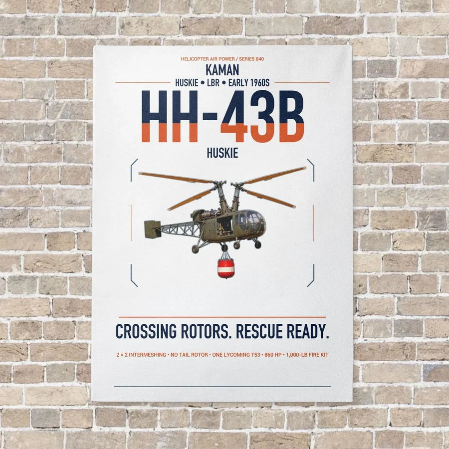 Kaman HH-43B Huskie vertical canvas print - no frame - white background