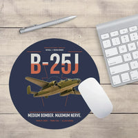 Thumbnail for B-25J Mitchell design on navy blue round mouse pad