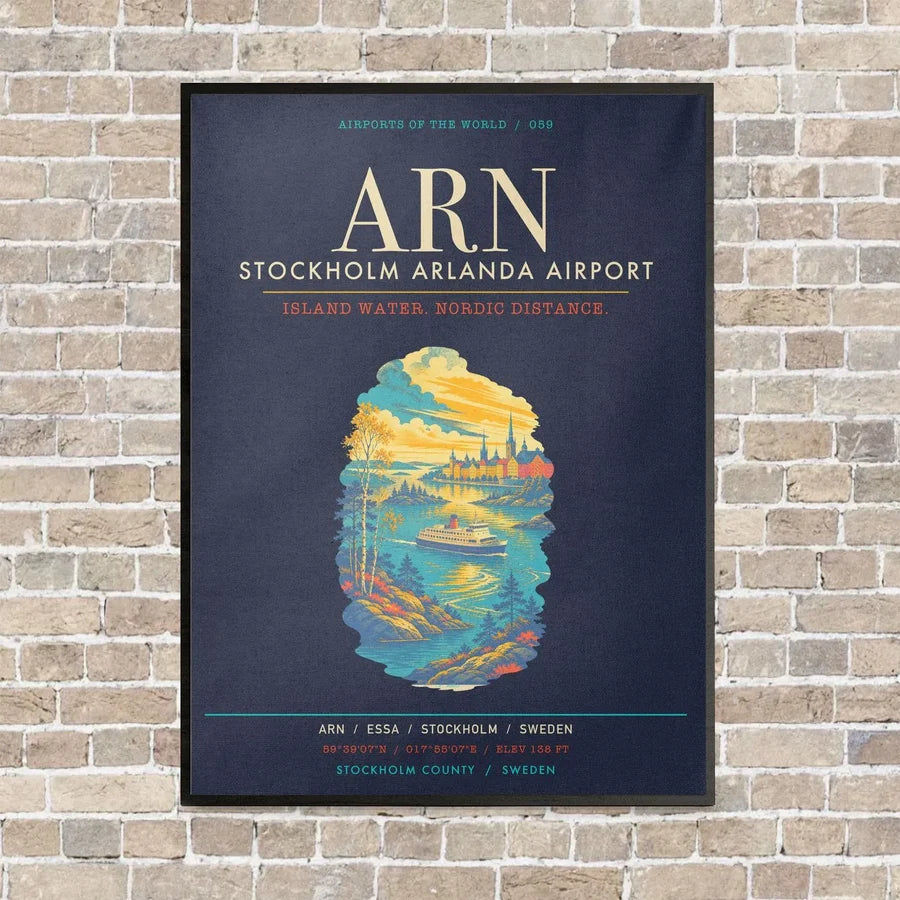 Stockholm Arlanda Airport ARN - Canvas Framed - Navy Blue