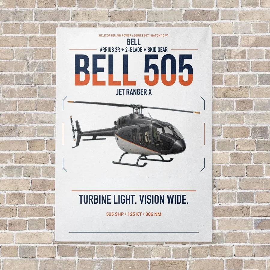 Bell 505 Jet Ranger X vertical canvas print - no frame - white background