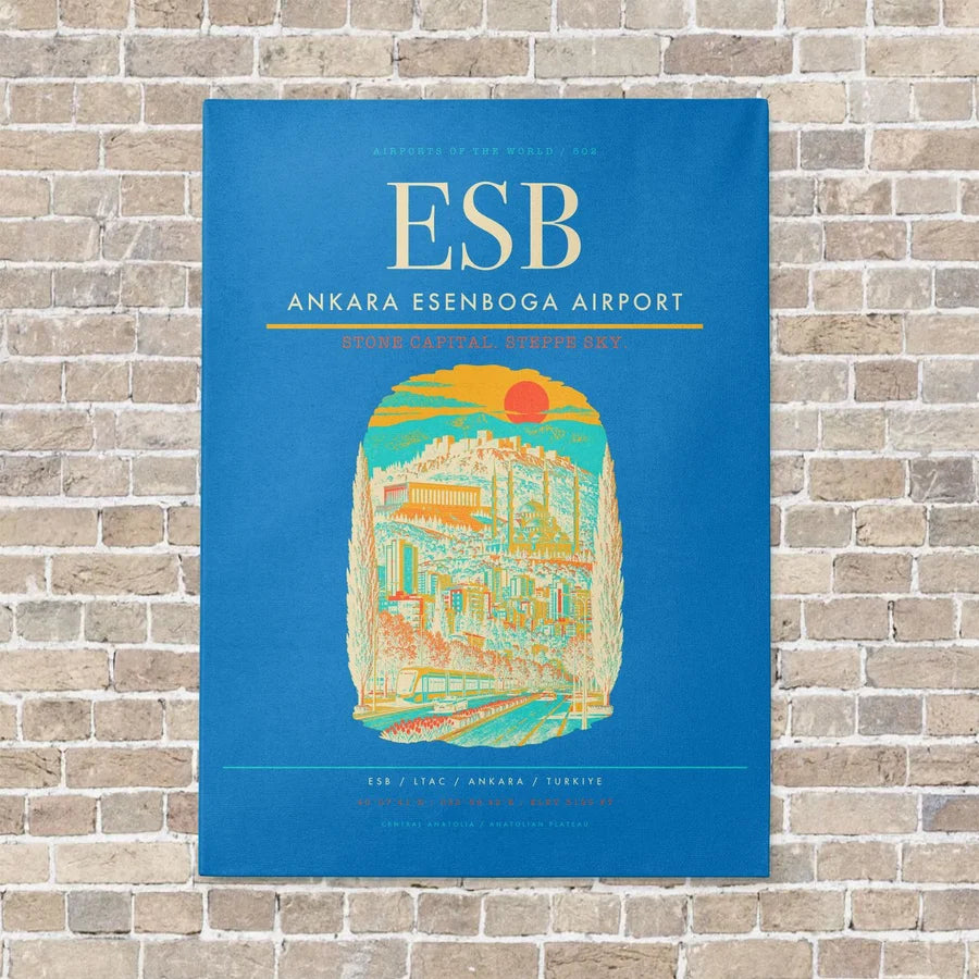 Ankara Esenboga Airport ESB - Canvas No Frame - Turquoise