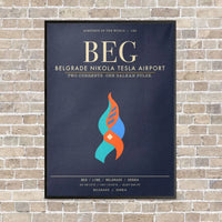 Thumbnail for Belgrade Nikola Tesla Airport BEG - Canvas Framed - Navy Blue