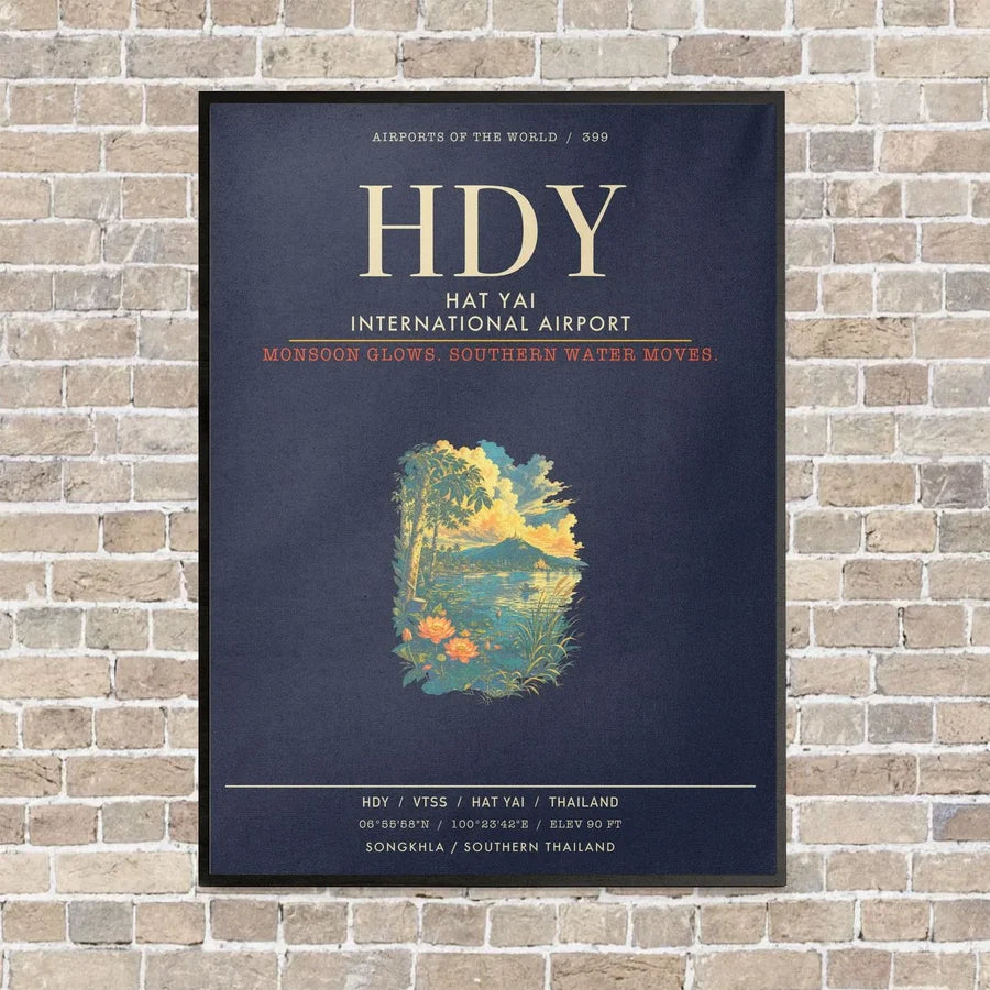 Hat Yai International Airport HDY - Canvas Framed - Navy Blue