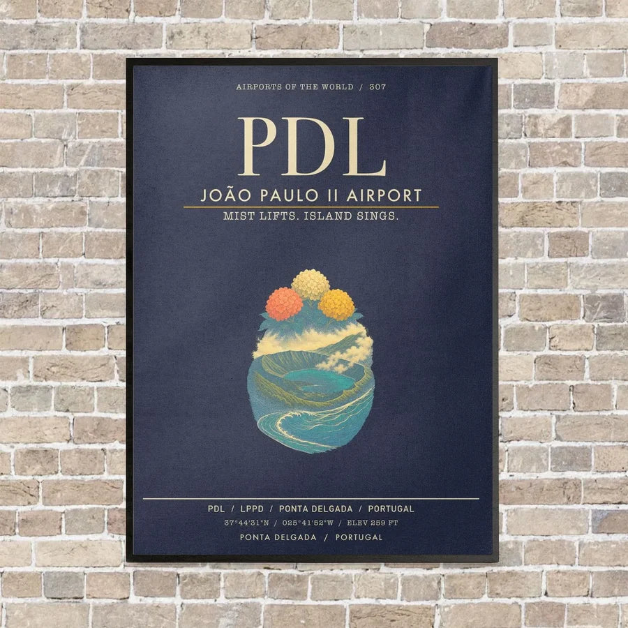 Joao Paulo II Airport PDL - Canvas Framed - Navy Blue