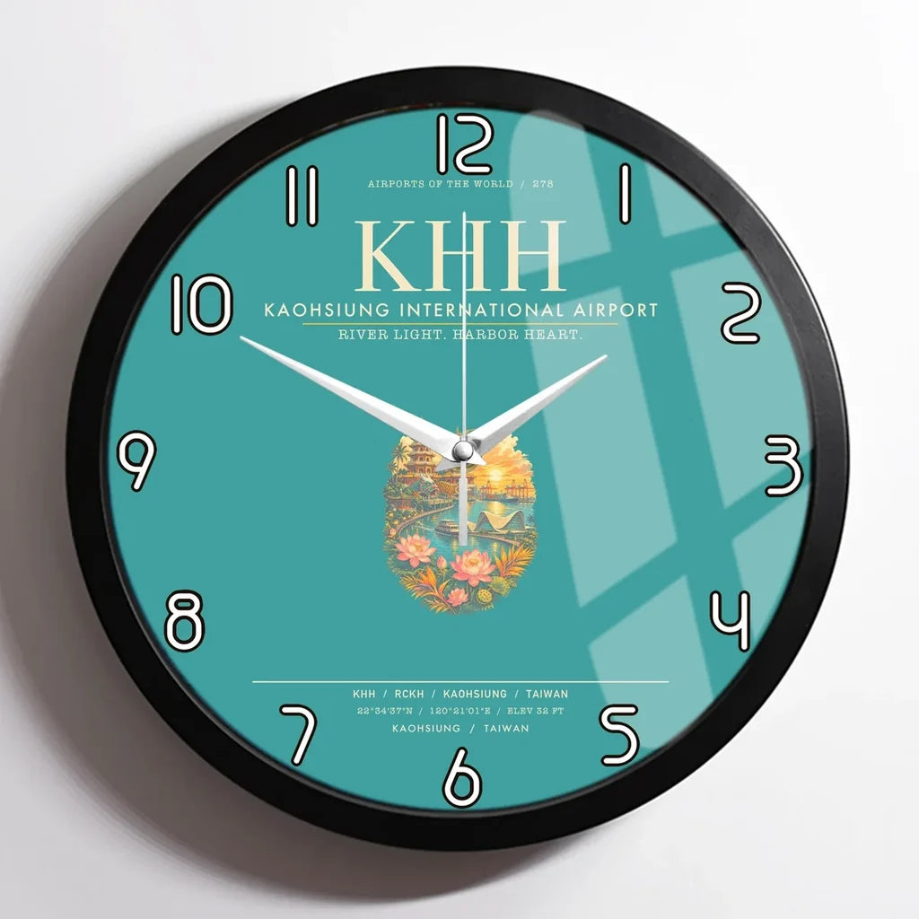 Kaohsiung International Airport KHH Wall-Clock Framed - Turquoise