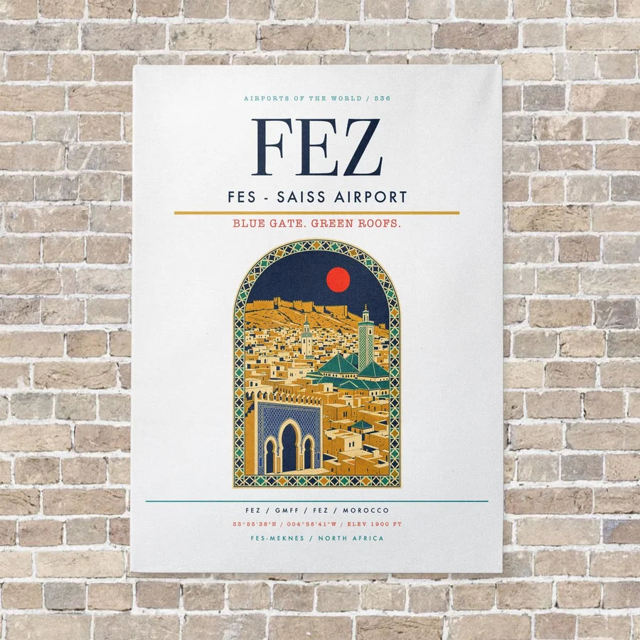 Fes - Saiss Airport FEZ vertical canvas print - no frame - white background