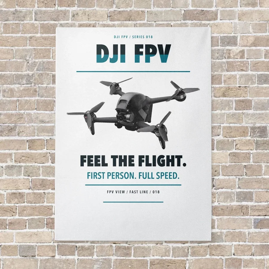 DJI FPV vertical canvas print - no frame - white background