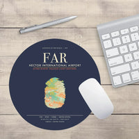 Thumbnail for Hector International Airport (FAR) design on navy blue round mouse pad