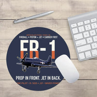 Thumbnail for FR-1 Fireball Prop in Front Jet in Back design on navy blue round mouse pad