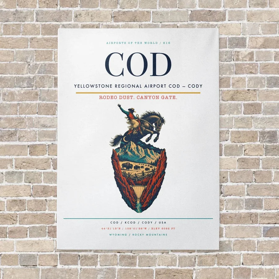 Yellowstone Regional Airport COD — Cody vertical canvas print - no frame - white background