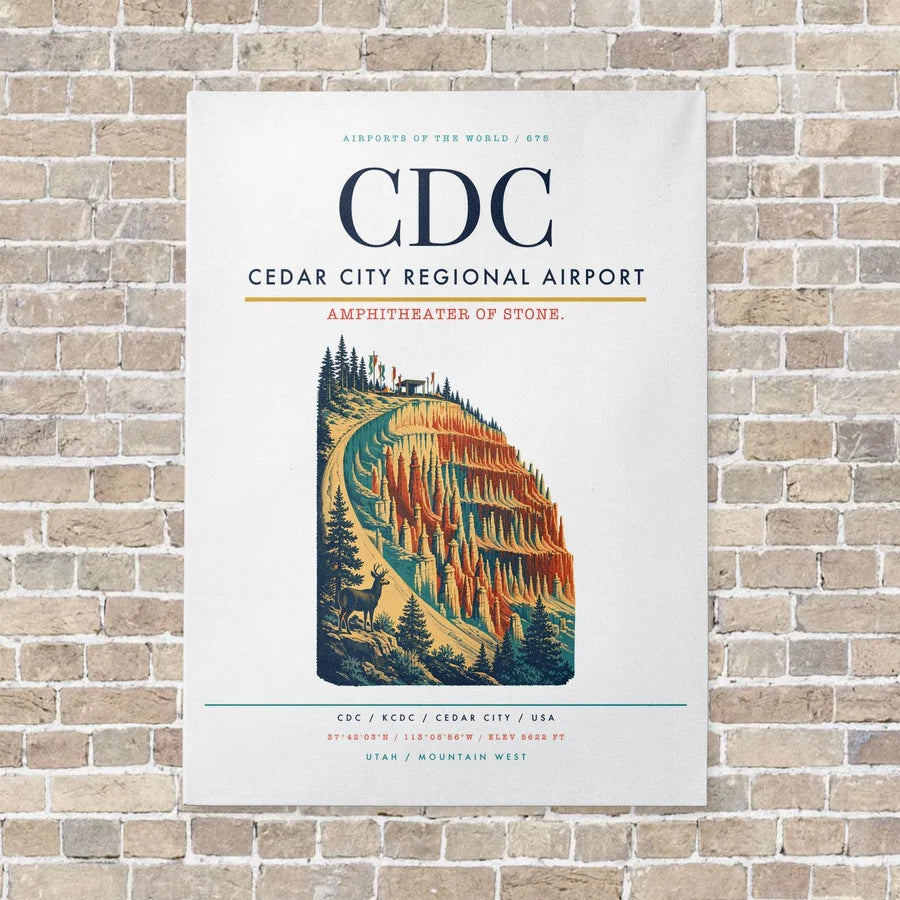 Cedar City Regional Airport CDC - Canvas No Frame - White