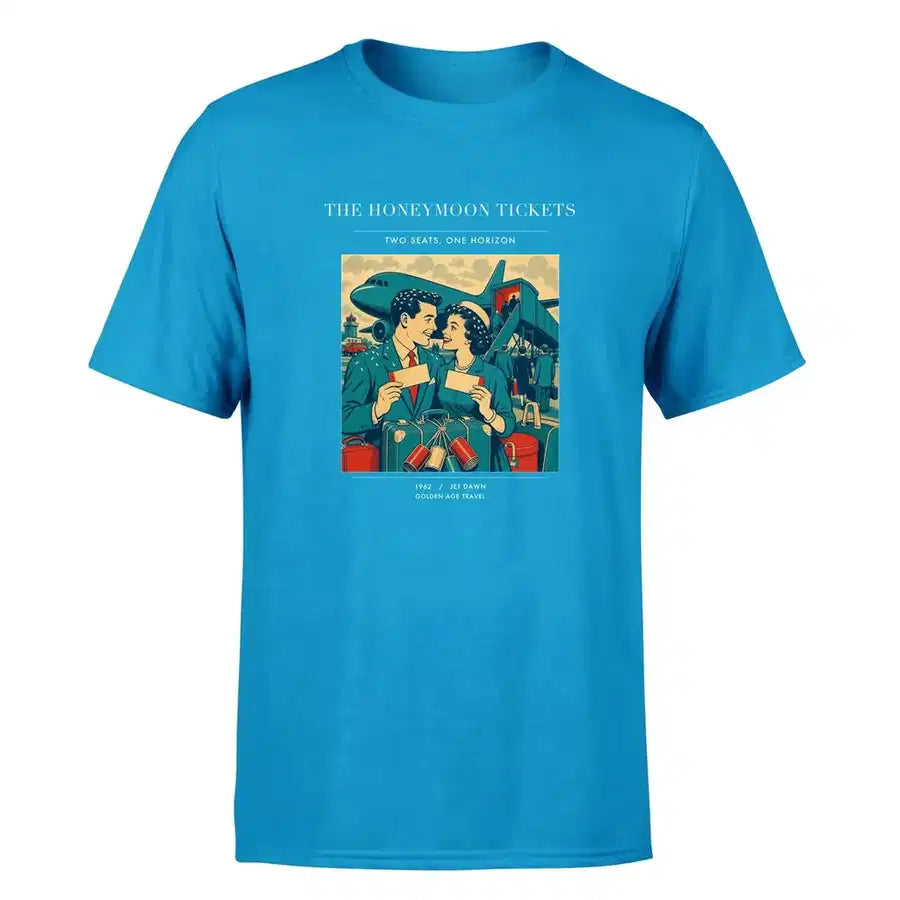 VINTAGE G4227 - The Honeymoon Tickets - Premium T-Shirt design on turquoise premium t shirt