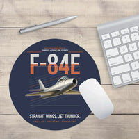 Thumbnail for F-84E Thunderjet design on navy blue round mouse pad
