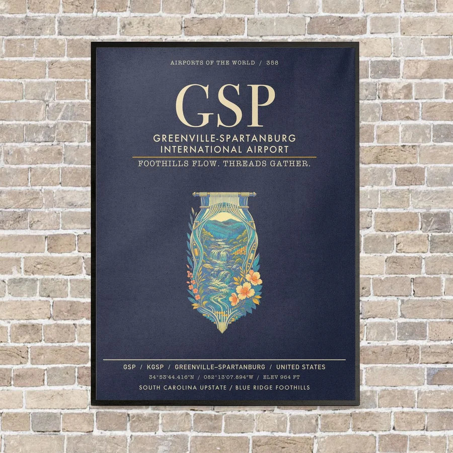 Greenville-Spartanburg International Airport GSP - Canvas Framed - Navy Blue