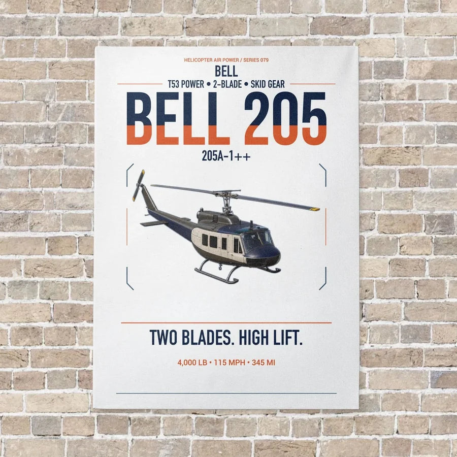 Bell 205A-1++ vertical canvas print - no frame - white background