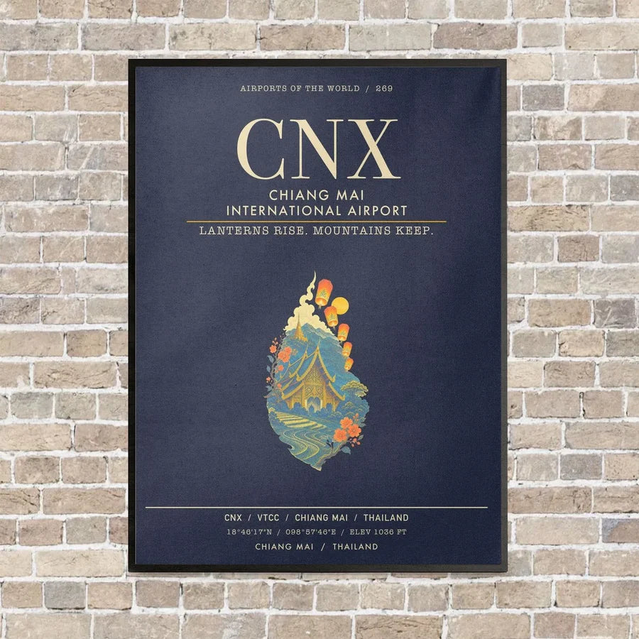 Chiang Mai International Airport CNX - Canvas Framed - Navy Blue