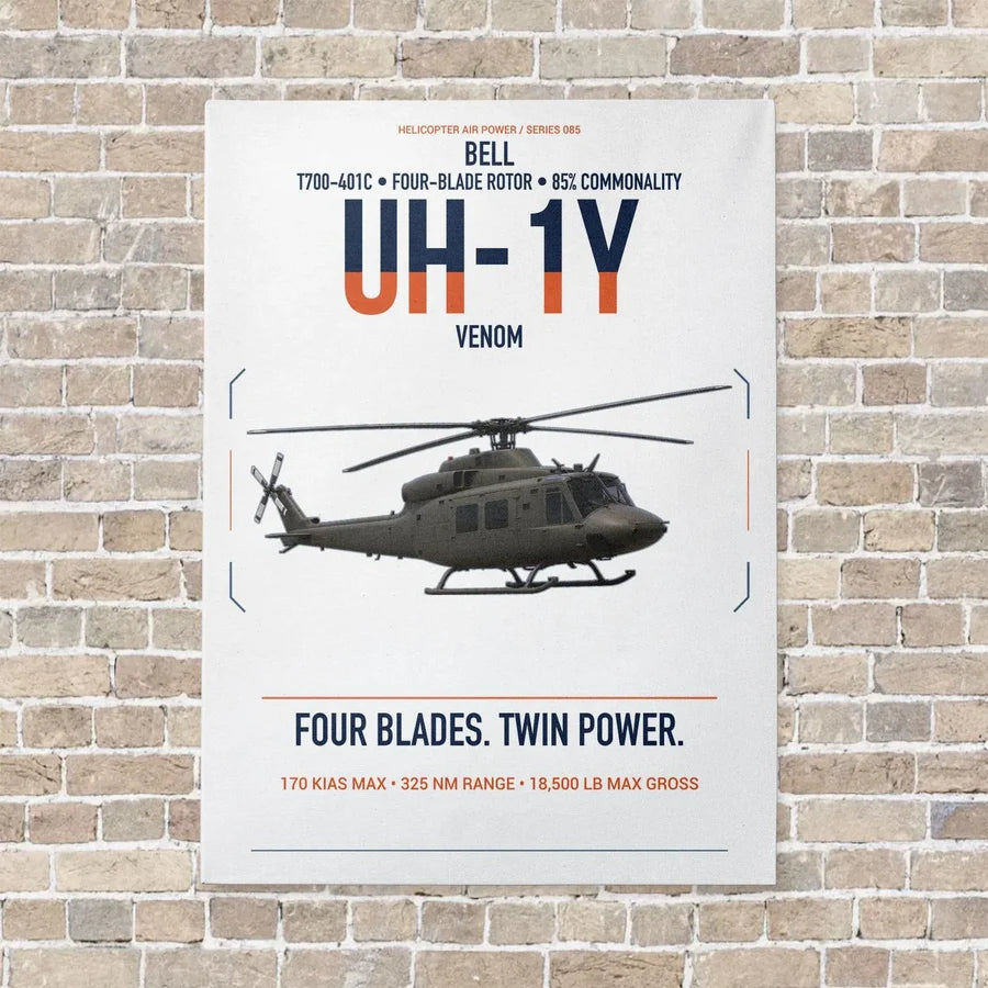 Bell UH-1Y Venom vertical canvas print - no frame - white background