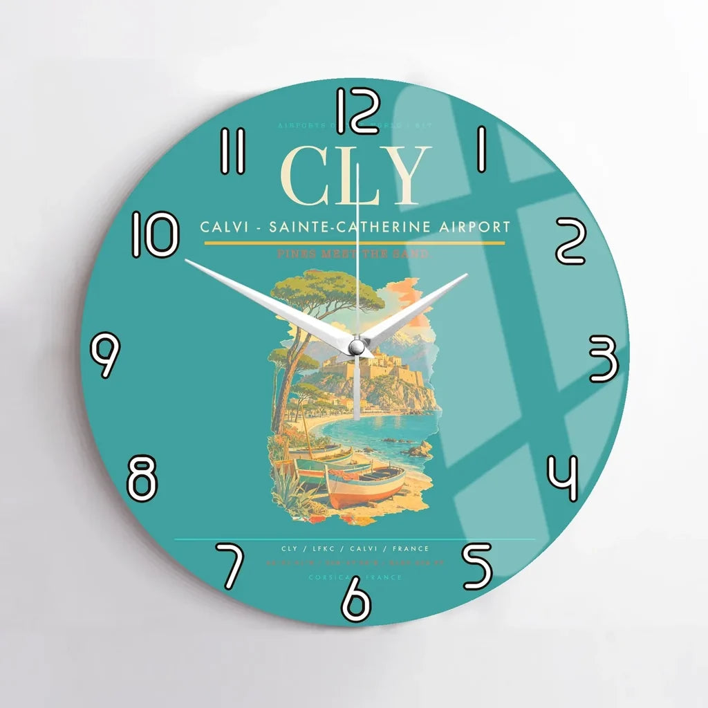 Calvi - Sainte-Catherine Airport CLY Wall-Clock No-Frame - Turquoise
