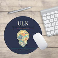 Thumbnail for Chinggis Khaan International Airport (ULN) design on navy blue round mouse pad