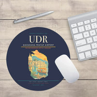 Thumbnail for Maharana Pratap Airport (UDR) design on navy blue round mouse pad