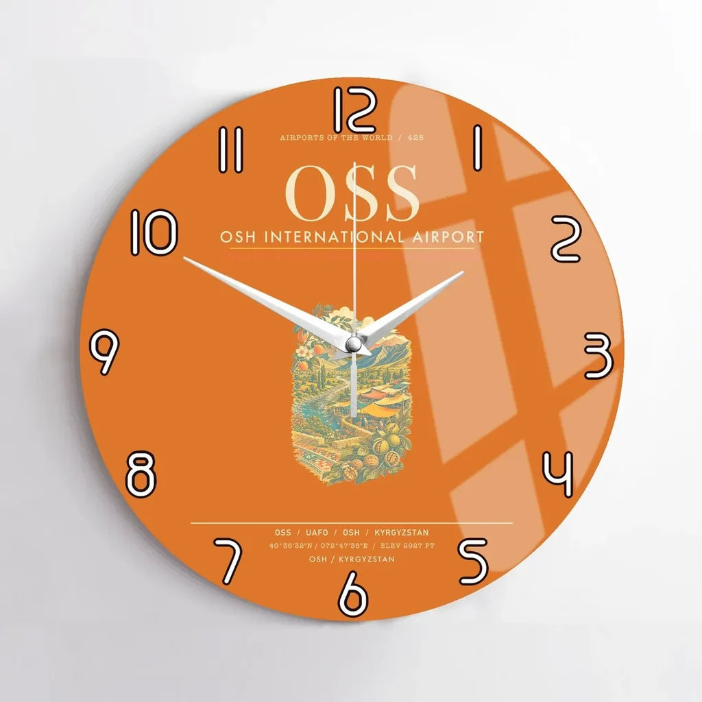 Osh International Airport OSS Wall-Clock No-Frame - Orange