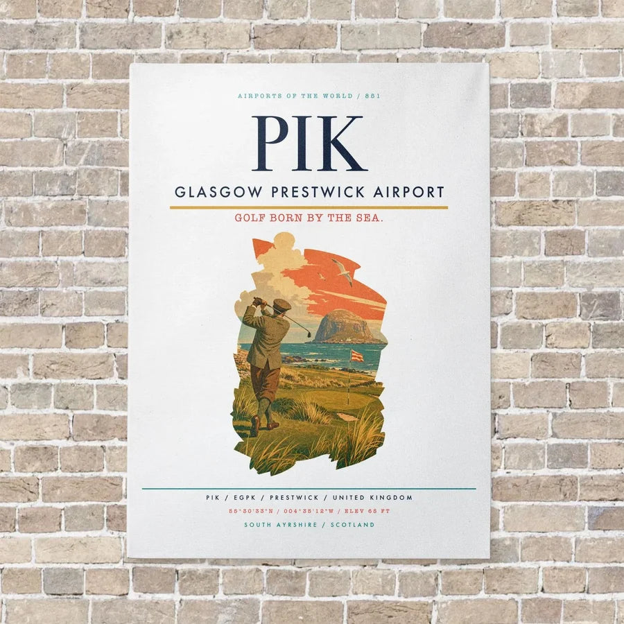 Glasgow Prestwick Airport PIK vertical canvas print - no frame - white background