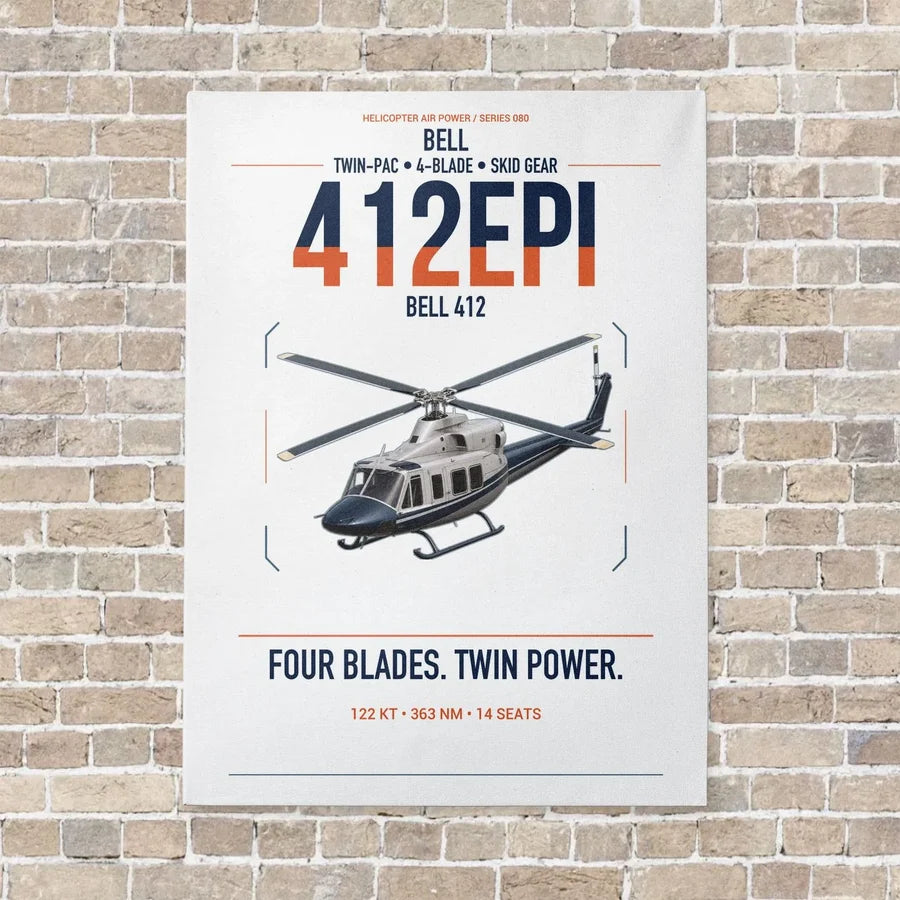Bell 412EPI vertical canvas print - no frame - white background