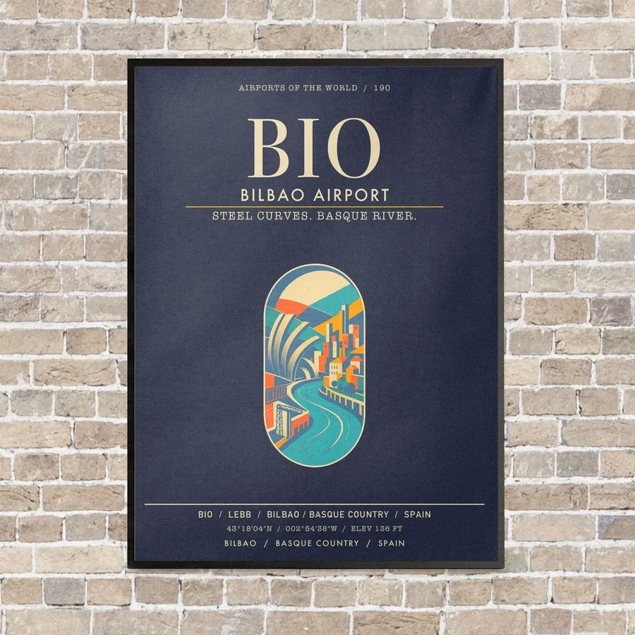 Bilbao Airport BIO - Canvas Framed - Navy Blue