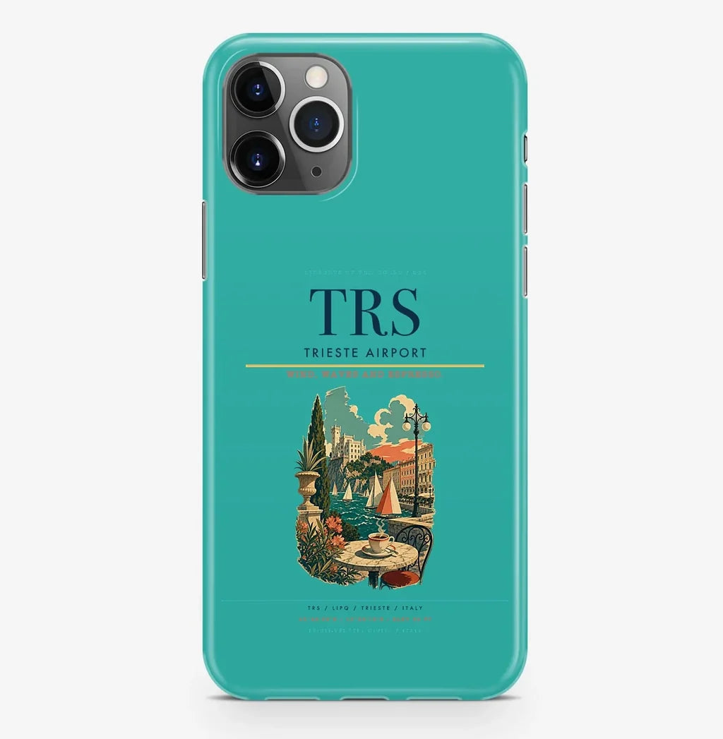 Trieste Airport (TRS) design on turquoise iPhone 16 Pro MagSafe case