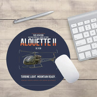 Thumbnail for Sud Aviation SE 3130 Alouette II design on navy blue round mouse pad