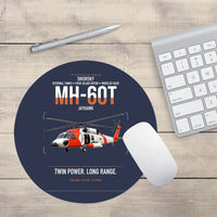 Thumbnail for Sikorsky MH-60T Jayhawk design on navy blue round mouse pad