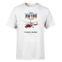 Thumbnail for Leonardo AW189 design on white t-shirt, single-side print