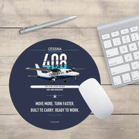 Thumbnail for Cessna 408 SkyCourier design on navy blue round mouse pad