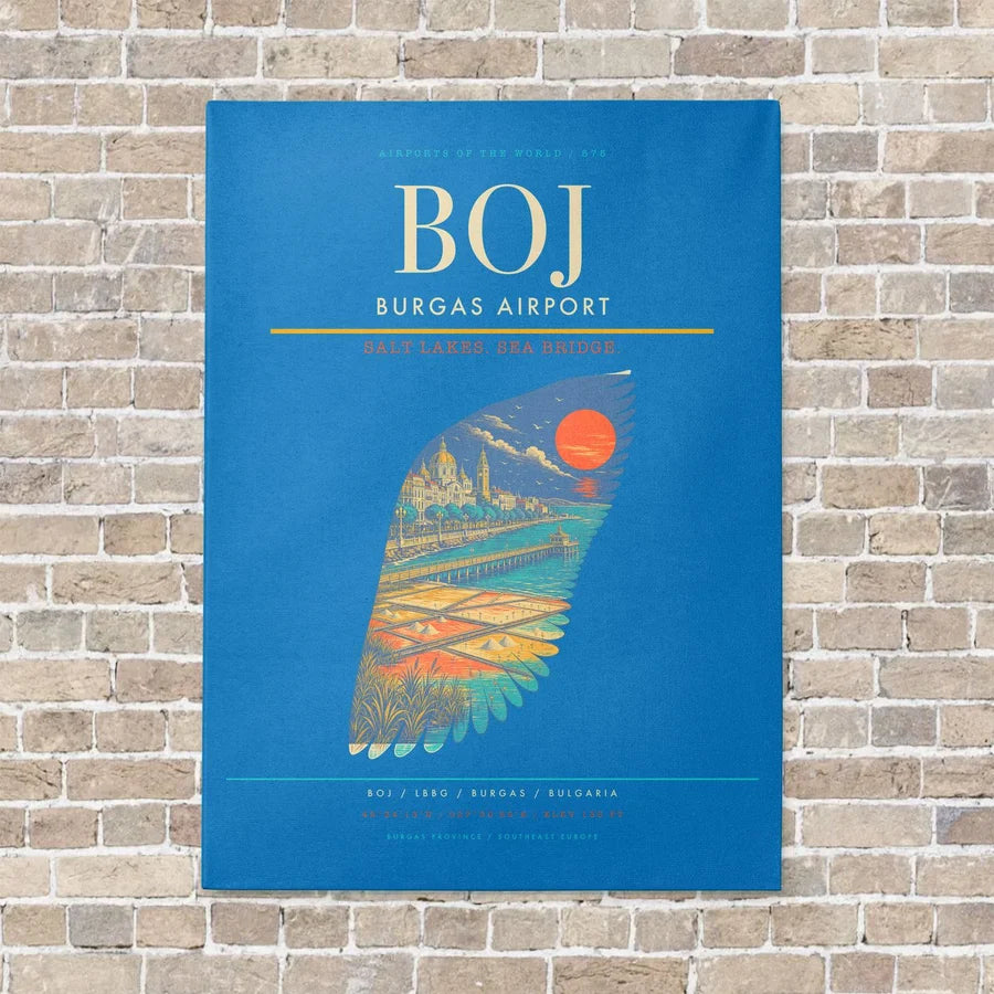 Burgas Airport BOJ - Canvas No Frame - Turquoise