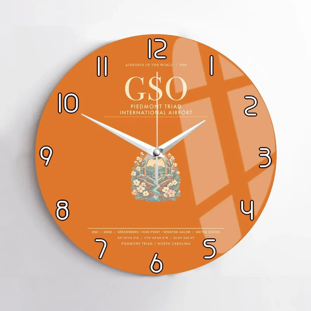 Piedmont Triad International Airport GSO Wall-Clock No-Frame - Orange