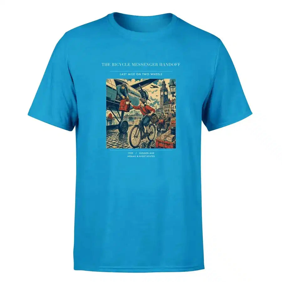 VINTAGE G4311 - The Bicycle Messenger Handoff - Premium T-Shirt design on turquoise premium t shirt