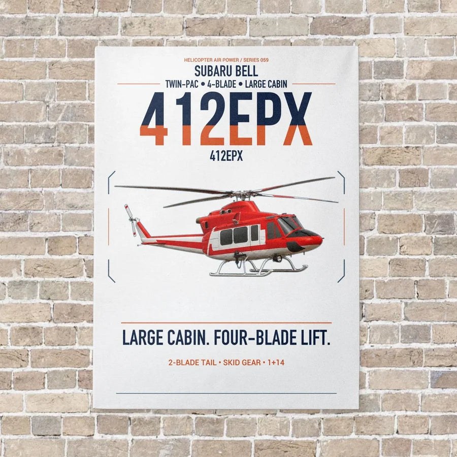 SUBARU Bell 412EPX vertical canvas print - no frame - white background