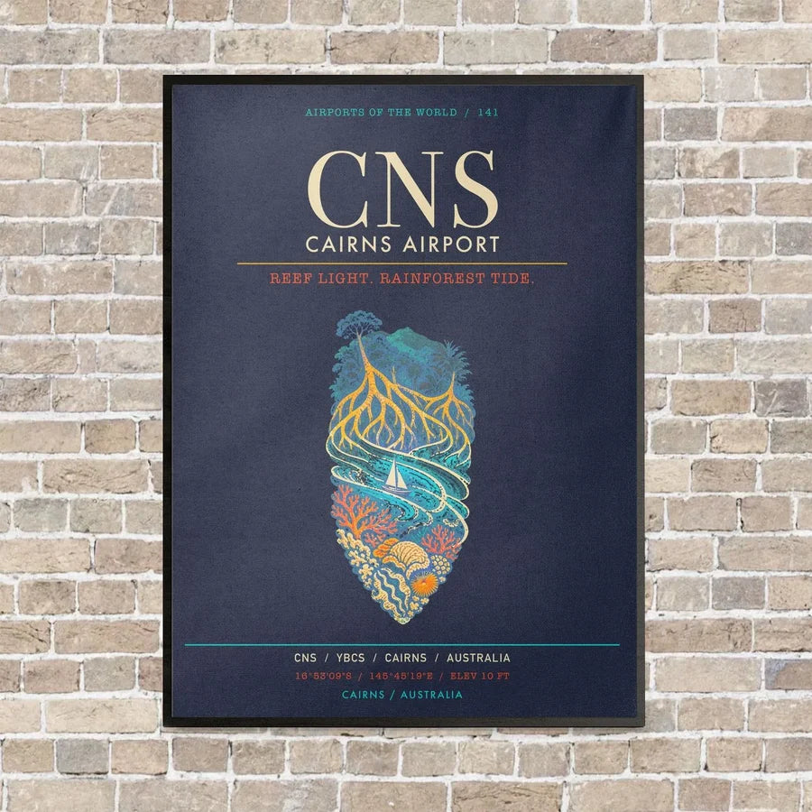 Cairns Airport CNS - Canvas Framed - Navy Blue