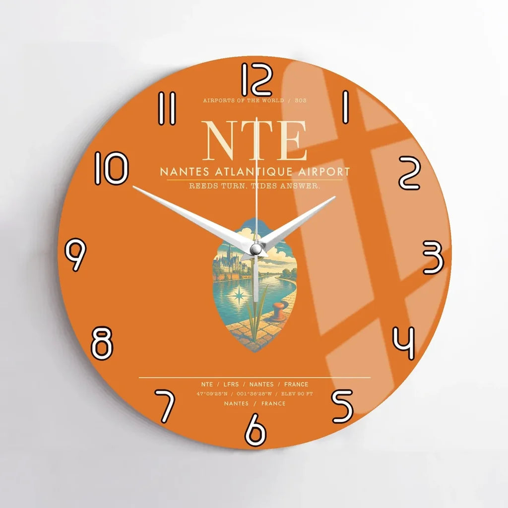 Nantes Atlantique Airport NTE Wall-Clock No-Frame - Orange