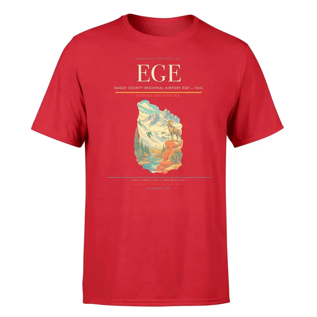 Eagle County Regional Airport (EGE) T-Shirt single-side front print in Red | eagle-county-regional-airport-ege-double-side-t-shirt