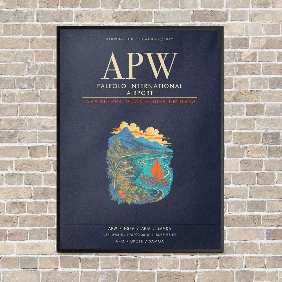 Faleolo International Airport APW - Canvas Framed - Navy Blue